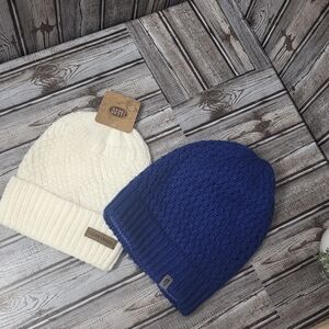 The North Face Kids Blue and Cream Beanie Set